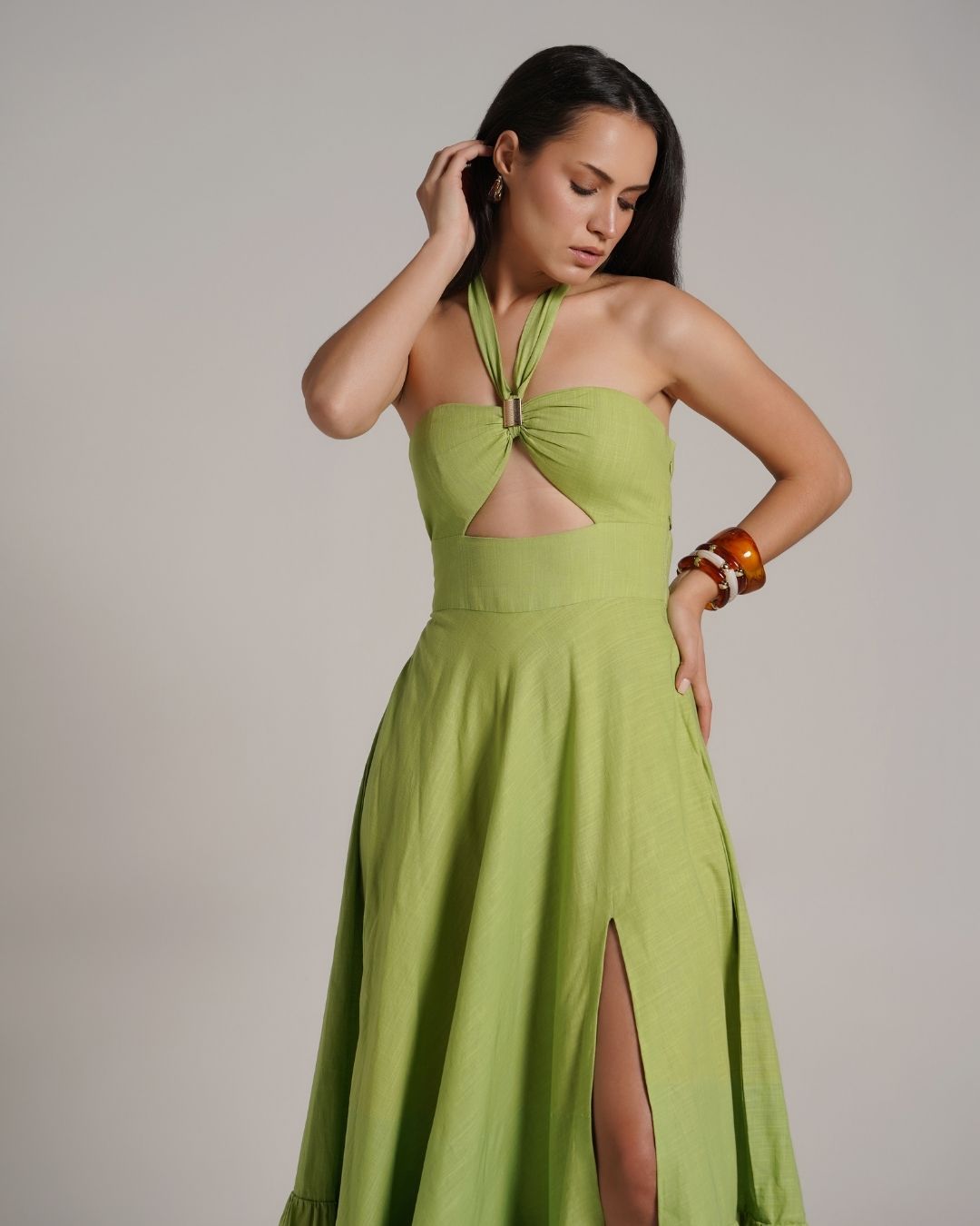Sage Slit Dress